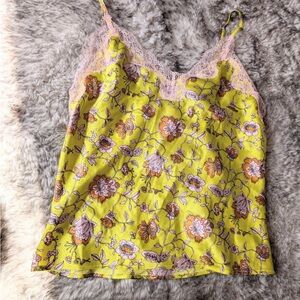 Victoria's Secret Yellow Floral Camisole with Pink Lace